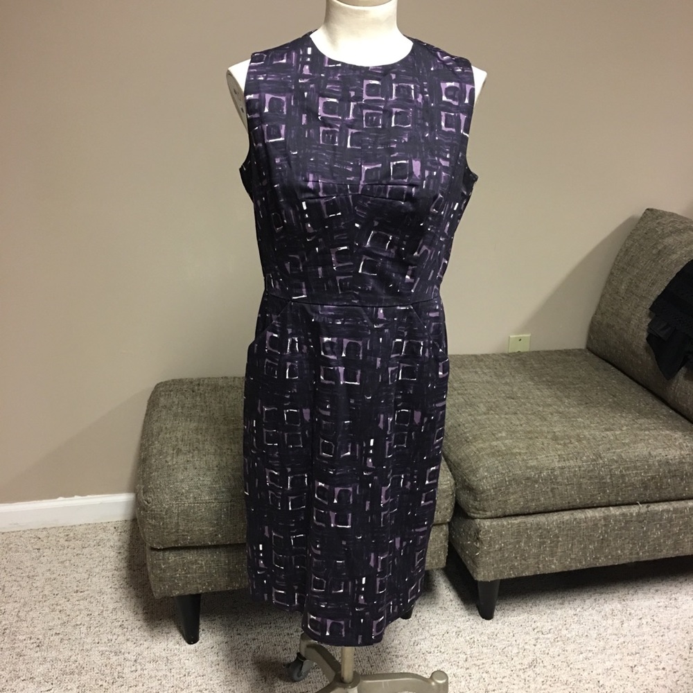 “Milly” Purple Pattern Dress/SZ 10/Exposed Zipper